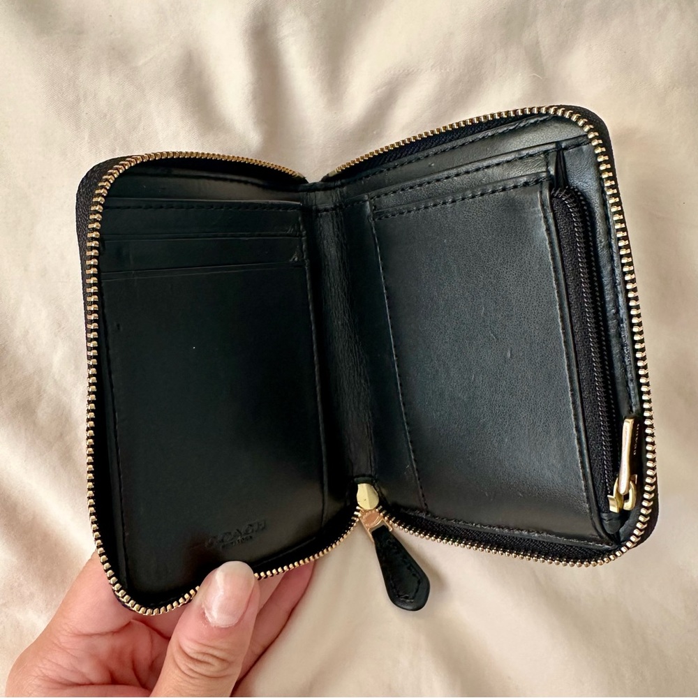 Coach Monogram Zip Wallet | Brown and Black | Medium - Picture 3 of 7